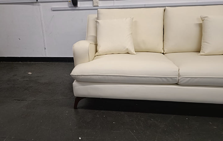 2 Seater Sofa Cream Leather - W 170 cm x D 90 cm x H 81 cm