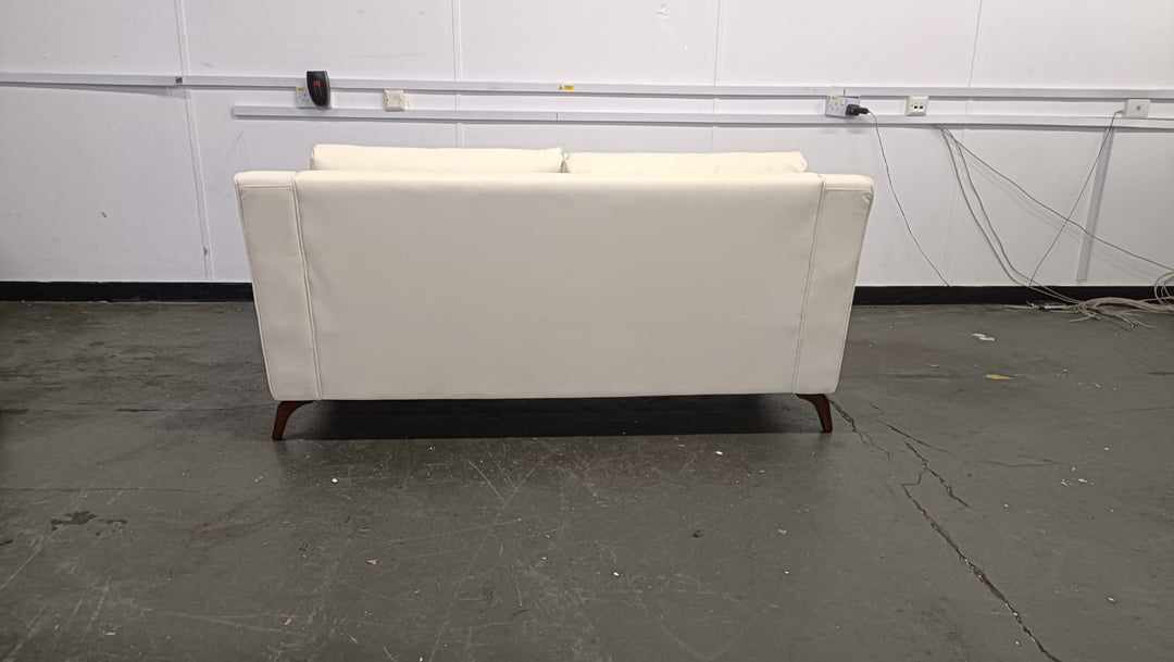 2 Seater Sofa Cream Leather - W 170 cm x D 90 cm x H 81 cm