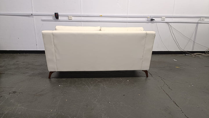2 Seater Sofa Cream Leather - W 170 cm x D 90 cm x H 81 cm