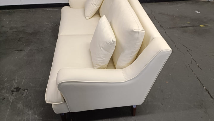 2 Seater Sofa Cream Leather - W 170 cm x D 90 cm x H 81 cm