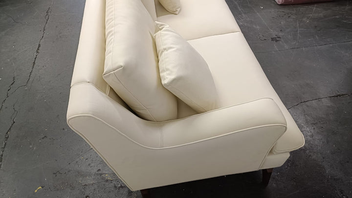 2 Seater Sofa Cream Leather - W 170 cm x D 90 cm x H 81 cm