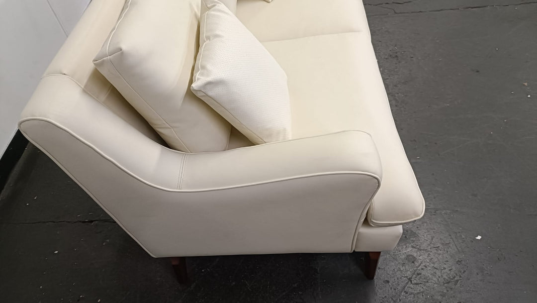 2 Seater Sofa Cream Leather - W 170 cm x D 90 cm x H 81 cm