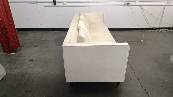4 Seater Sofa Cream Velvet - W 260 cm x D 84 cm x H 78 cm