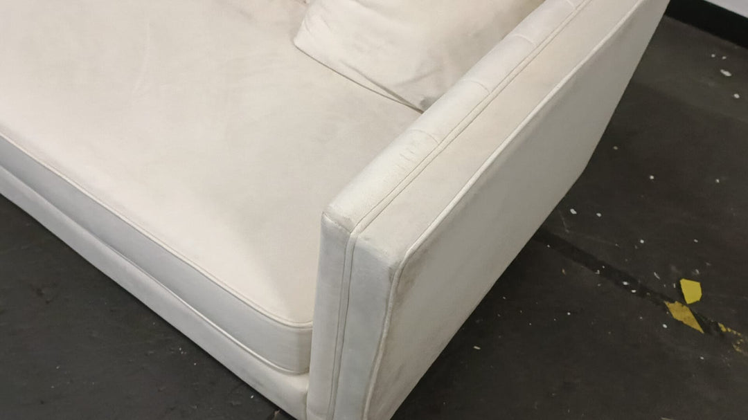 4 Seater Sofa Cream Velvet - W 260 cm x D 84 cm x H 78 cm