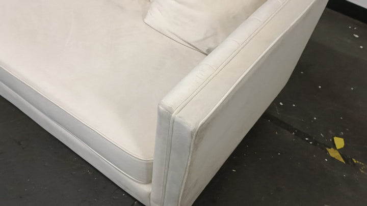 4 Seater Sofa Cream Velvet - W 260 cm x D 84 cm x H 78 cm