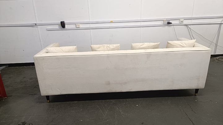 4 Seater Sofa Cream Velvet - W 260 cm x D 84 cm x H 78 cm