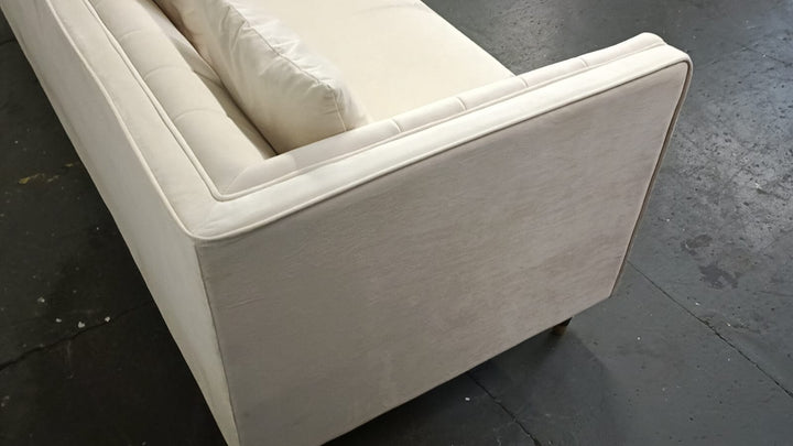 4 Seater Sofa Cream Velvet - W 260 cm x D 84 cm x H 78 cm