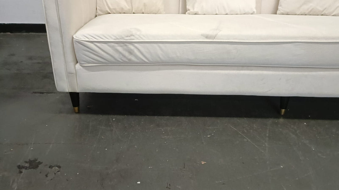 4 Seater Sofa Cream Velvet - W 260 cm x D 84 cm x H 78 cm