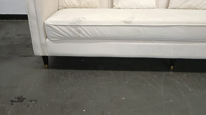 4 Seater Sofa Cream Velvet - W 260 cm x D 84 cm x H 78 cm