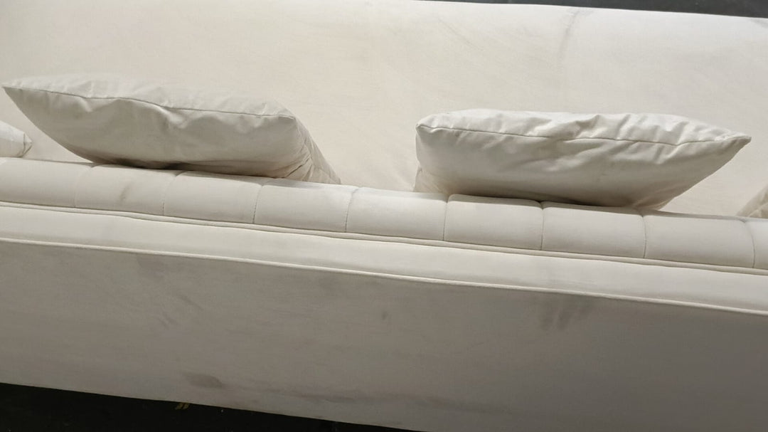 4 Seater Sofa Cream Velvet - W 260 cm x D 84 cm x H 78 cm