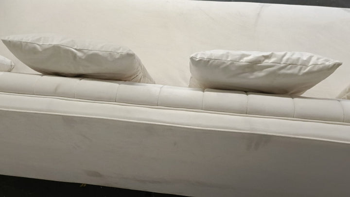 4 Seater Sofa Cream Velvet - W 260 cm x D 84 cm x H 78 cm