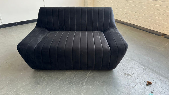 2 Seater Sofa Black Velvet - W 146 cm x D 97 cm x H 72 cm