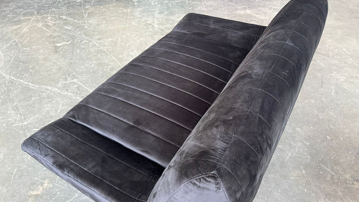 2 Seater Sofa Black Velvet - W 146 cm x D 97 cm x H 72 cm