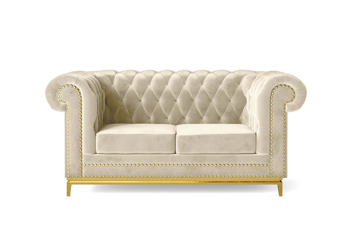 2 Seater Sofa Cream Velvet - W 165 cm x D 90 cm x H 75 cm