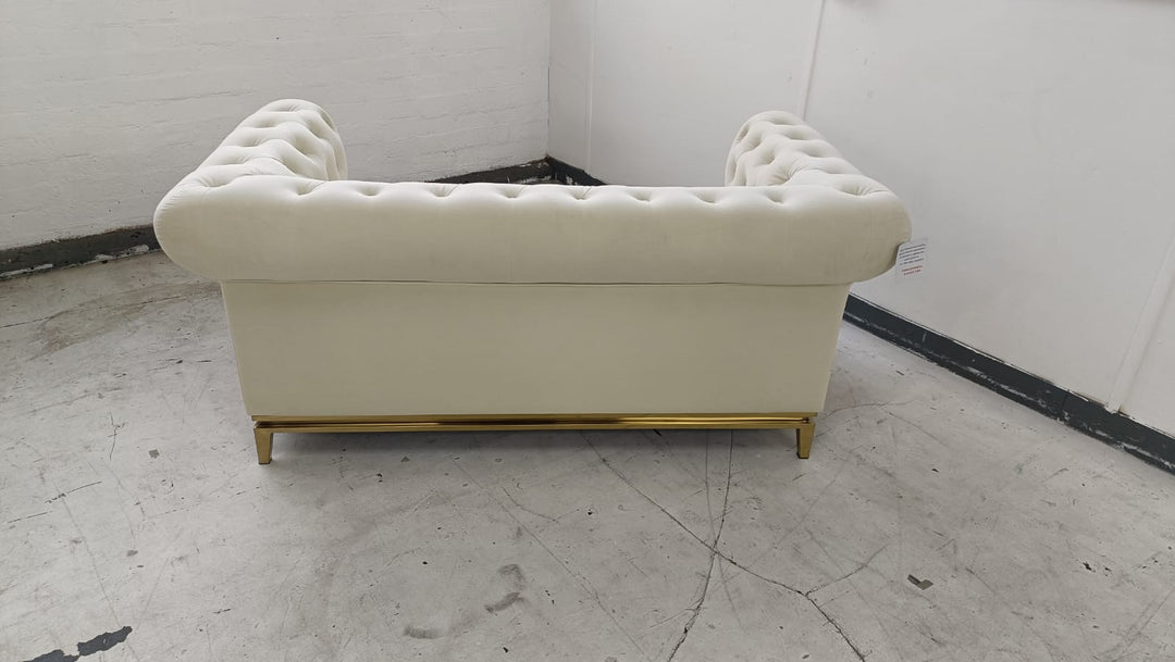 2 Seater Sofa Cream Velvet - W 165 cm x D 90 cm x H 75 cm