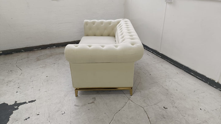 2 Seater Sofa Cream Velvet - W 165 cm x D 90 cm x H 75 cm