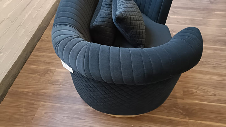 Armchair Black Velvet - W 139 cm x D 95 cm x H 89 cm